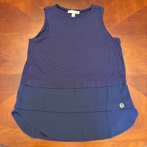 Michael Kors Medium Sleeveless Hip Length Navy‎ Tiered Top